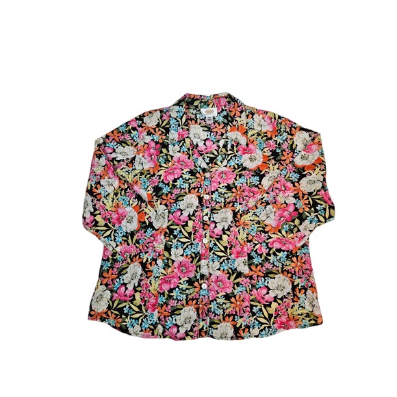 Vintage Talbots Floral Linen Button Down Shirt Woman Petites 16W Colorful C7 - Picture 11 of 11